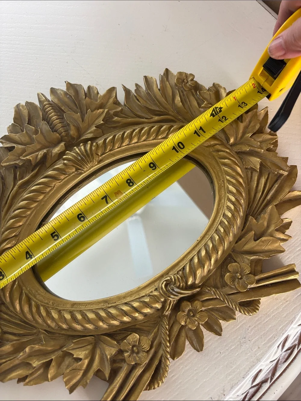 Gold Ornate Leaf Oval Wall Mirror